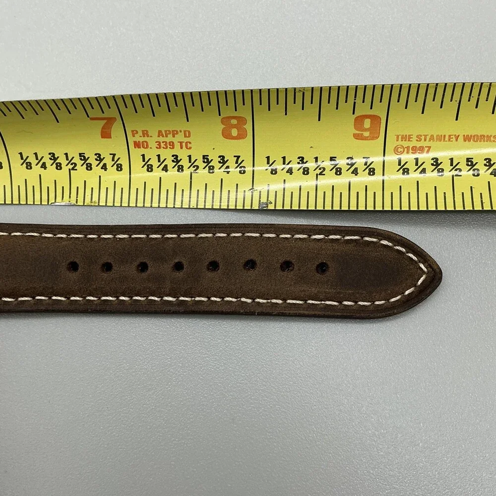 Jules Jurgensen 6741 Mens Watch 25mm Gold Tone Brown Leather New Battery